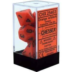 Chessex Dice Chessex Polyhedral Dice - 7D Set - Opaque Orange/Black