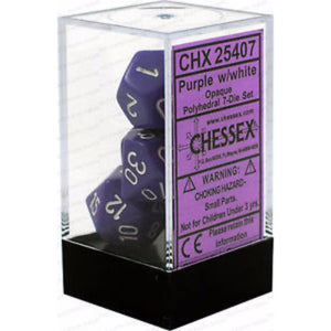 Chessex Dice Chessex Polyhedral Dice - 7D Set - Opaque Purple/White