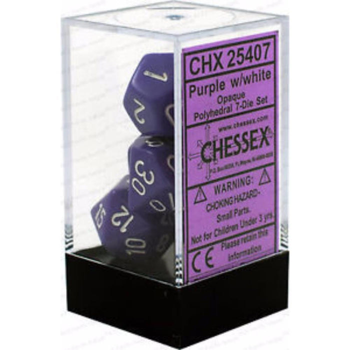 Chessex Polyhedral Dice - 7D Set - Opaque Purple/White