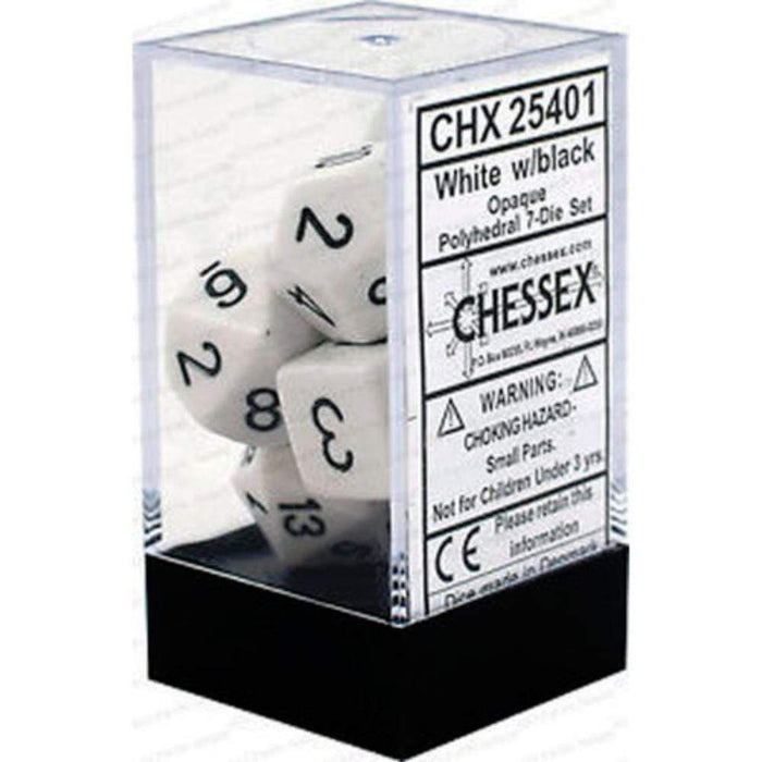 Chessex Polyhedral Dice - 7D Set - Opaque White/Black