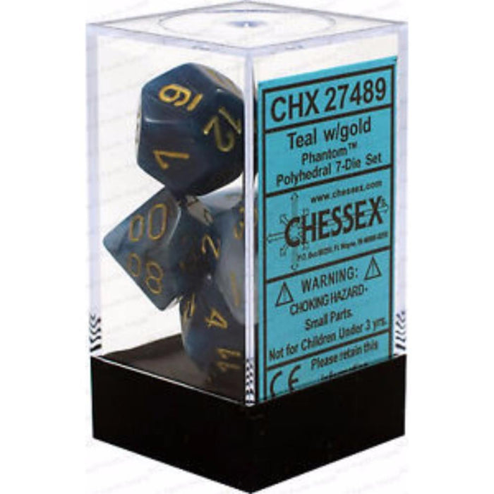 Chessex Polyhedral Dice - 7D Set - Phantom Teal/Gold