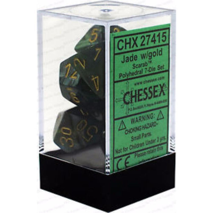 Chessex Polyhedral Dice - 7D Set - Scarab Jade/Gold