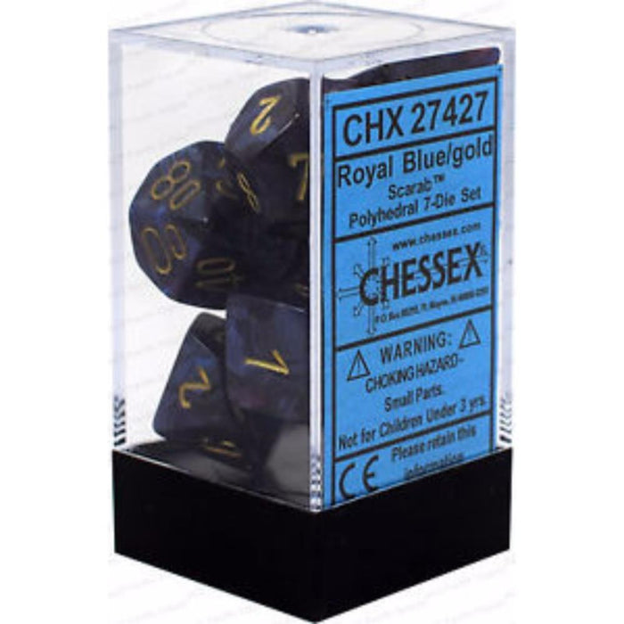 Chessex Polyhedral Dice - 7D Set - Scarab Royal Blue/Gold