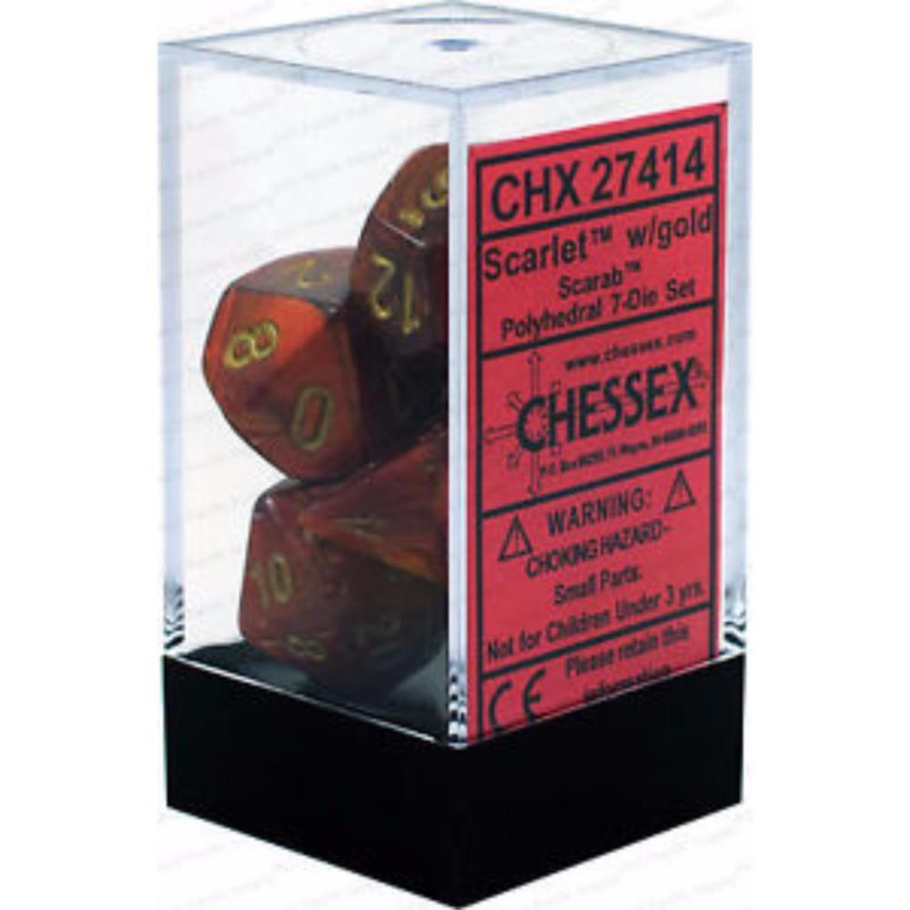 Chessex Dice Chessex Polyhedral Dice - 7D Set - Scarab Scarlet/Gold