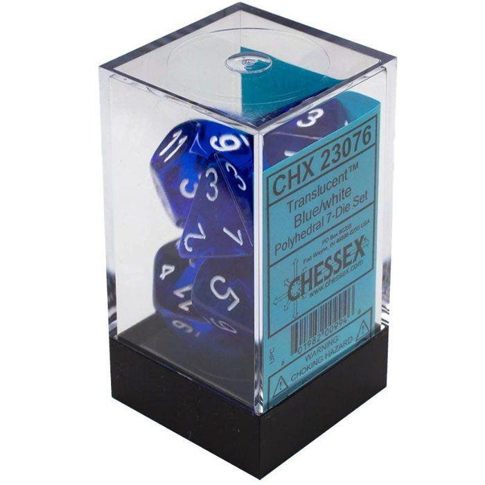 Chessex Polyhedral Dice - 7D Set - Translucent Blue/White