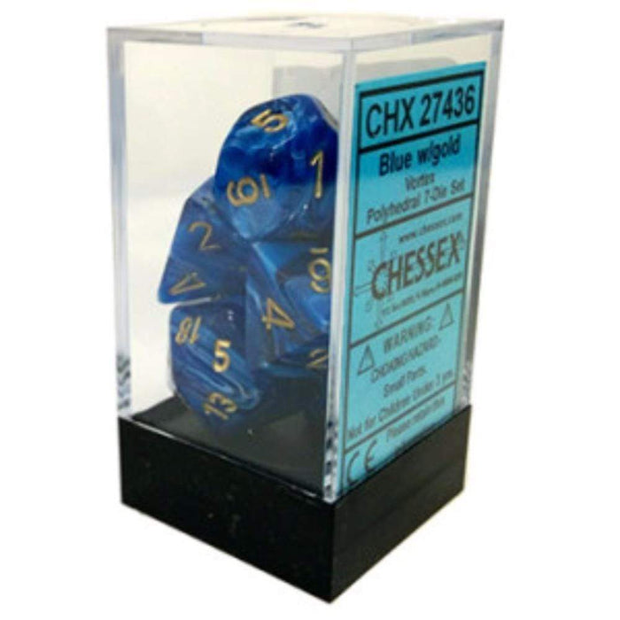 Chessex Polyhedral Dice - 7D Set - Vortex Blue/Gold