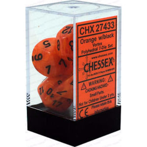 Chessex Dice Chessex Polyhedral Dice - 7D Set - Vortex Orange/Black