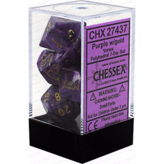 Chessex Polyhedral Dice - 7D Set - Vortex Purple/Gold