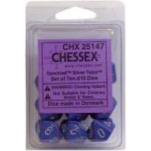 Chessex Dice Dice - Chessex 10D10 Speckled Silver Tetra