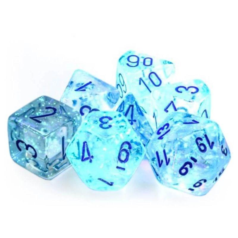 Chessex Dice Dice - Chessex 7 Polyhedrals - Borealis Icicle/Light Blue Set (Glow in the Dark)