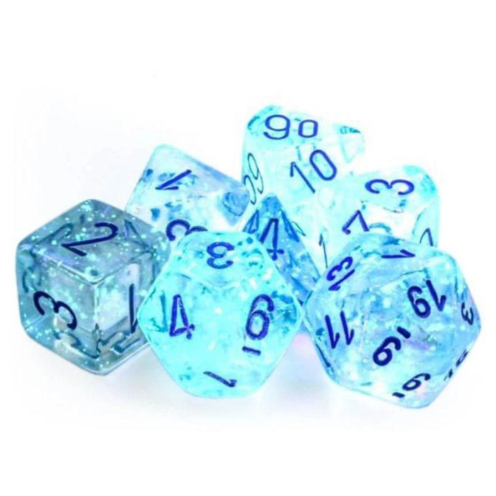 Dice - Chessex 7 Polyhedrals - Borealis Icicle/Light Blue Set  (Glow in the Dark)