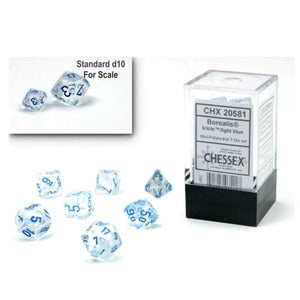 Chessex Dice Dice - Chessex 7 Polyhedrals - Borealis Mini Icicle/Light Blue Luminary