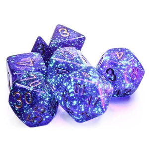 Chessex Dice Dice - Chessex 7 Polyhedrals - Borealis Royal Purple/gold Set  (Glow in the Dark)