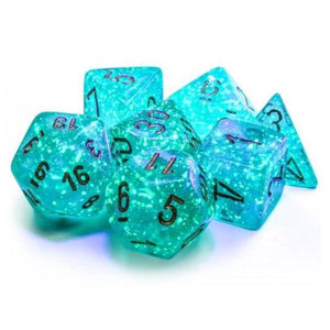 Chessex Dice Dice - Chessex 7 Polyhedrals - Borealis Teal/Gold Set  (Glow in the Dark)