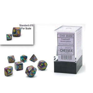 Chessex Dice Dice - Chessex 7 Polyhedrals - Festive Mini Mosaic/Yellow