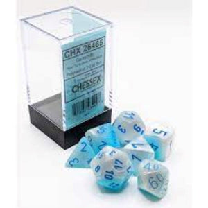 Chessex Dice Dice - Chessex 7 Polyhedrals - Gemini Luminary - Pearl Turquoise-White/Blue