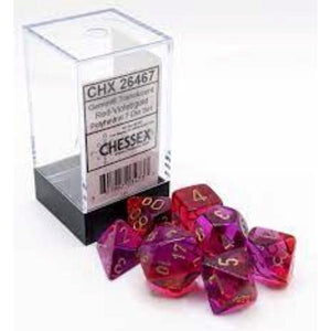 Chessex Dice Dice - Chessex 7 Polyhedrals - Gemini Luminary - Translucent Red-Violet/Gold