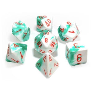 Chessex Dice Dice - Chessex 7 Polyhedrals - Lab Dice - Gemini Mint Green-White/Orange