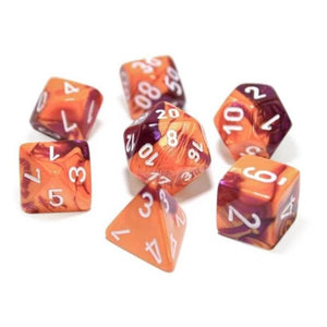 Chessex Dice Dice - Chessex 7 Polyhedrals - Lab Dice - Gemini Orange-Purple/White