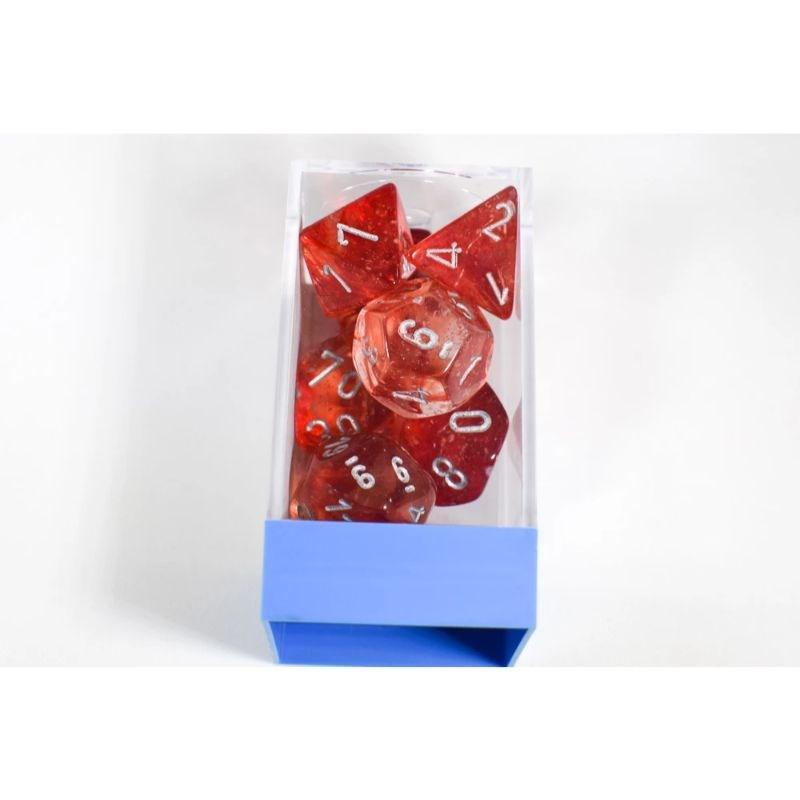Chessex Dice Dice - Chessex 7 Polyhedrals - Lab Dice - Nebula Red/Silver Luminary Set