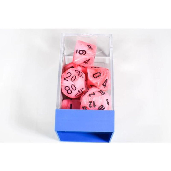 Dice - Chessex 7 Polyhedrals - Lab Dice - Vortex Snow Pink/Black Set