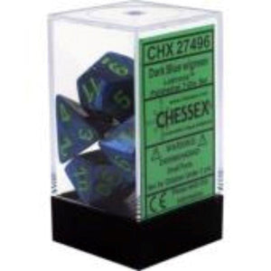 Chessex Dice Dice - Chessex 7 Polyhedrals - Lustrous Dark Blue/Green Set