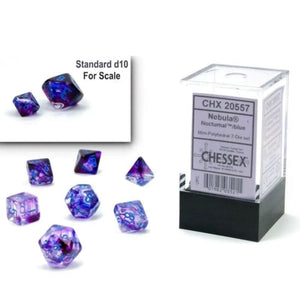 Chessex Dice Dice - Chessex 7 Polyhedrals - Nebula Mini Nocturnal/Blue Luminary
