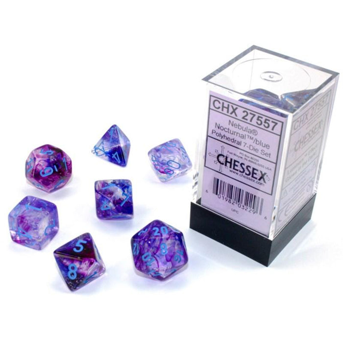 Dice - Chessex 7 Polyhedrals - Nebula Nocturnal / Blue Set