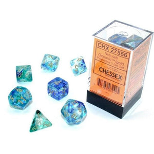 Chessex Dice Dice - Chessex 7 Polyhedrals - Nebula Oceanic / Gold Set