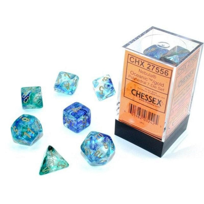 Dice - Chessex 7 Polyhedrals - Nebula Oceanic / Gold Set