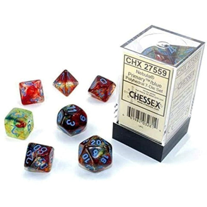 Dice - Chessex 7 Polyhedrals - Nebula Primary/blue Luminary