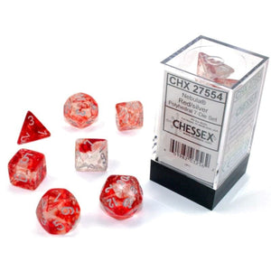 Chessex Dice Dice - Chessex 7 Polyhedrals - Nebula Red/silver Luminary