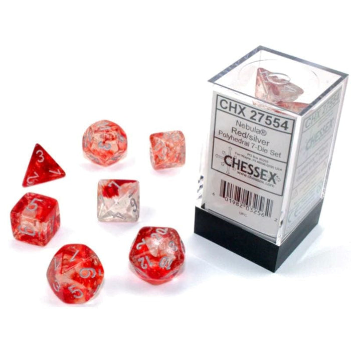 Dice - Chessex 7 Polyhedrals - Nebula Red/silver Luminary