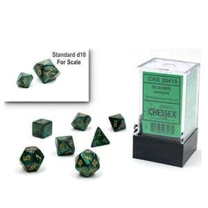Chessex Dice Dice - Chessex 7 Polyhedrals - Scarab Mini Jade/Gold
