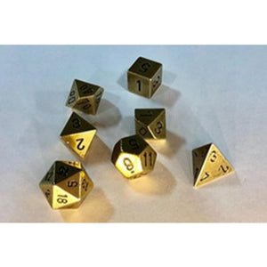 Chessex Dice Dice - Chessex 7 Polyhedrals - Solid Metal Old Brass Set