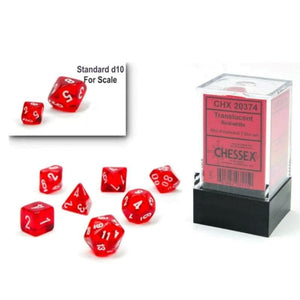 Chessex Dice Dice - Chessex 7 Polyhedrals - Translucent Mini Red/White
