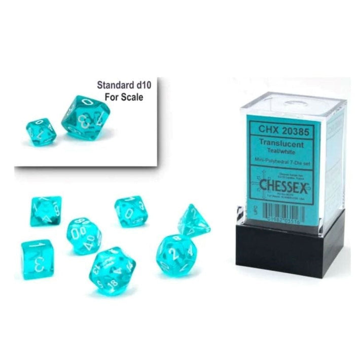 Dice - Chessex 7 Polyhedrals - Translucent Mini Teal/White