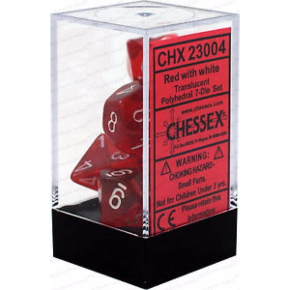 Chessex Dice Dice - Chessex 7 Polyhedrals - Translucent Red/White Set