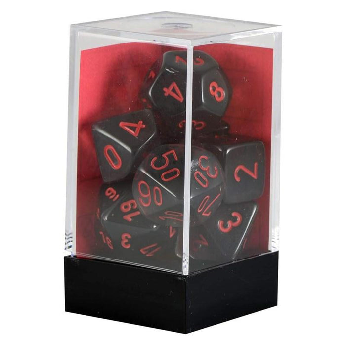 Dice - Chessex 7 Polyhedrals - Translucent Smoke / Red Set