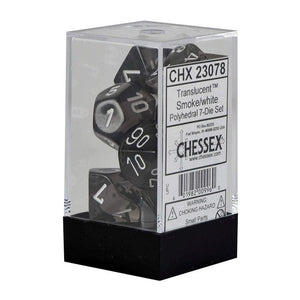 Chessex Dice Dice - Chessex 7 Polyhedrals - Translucent - Smoke/White