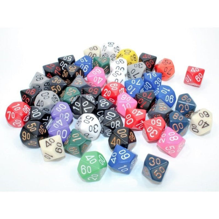 Dice - Chessex Bulk Bag - 50 Assorted Opaque Ten D10