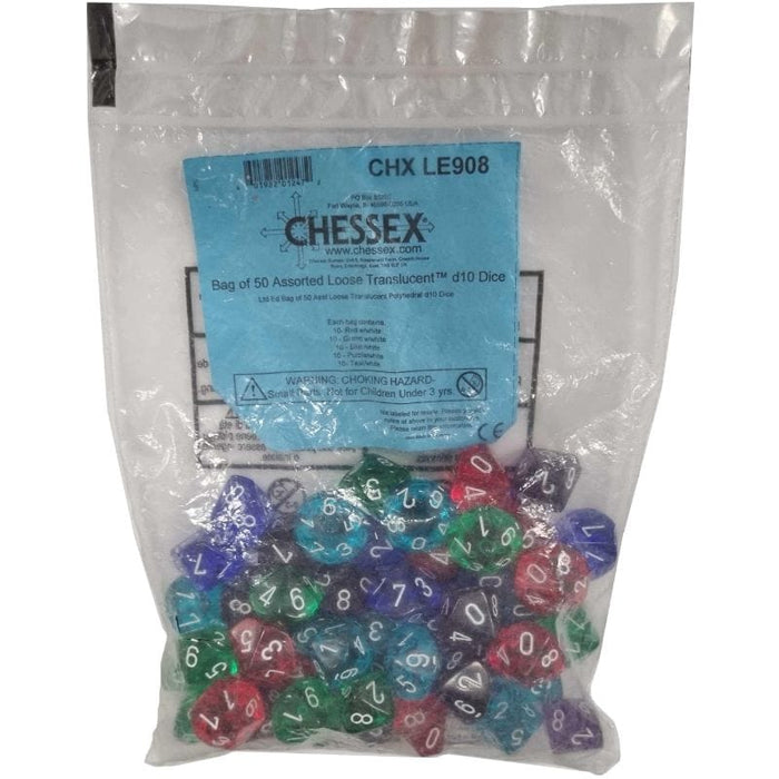 Dice - Chessex Bulk Bag of Dice Translucent D10