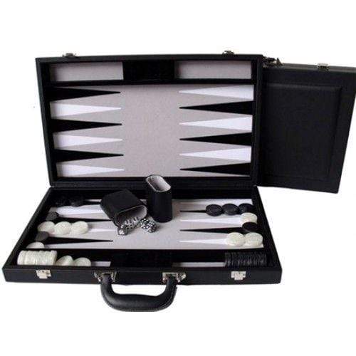 Backgammon - 15" Black Leather (Dal Rossi)