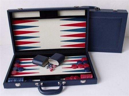 Backgammon - 15" Blue Leather (Dal Rossi)