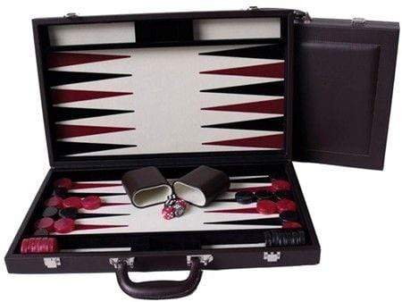 Dal Rossi Classic Games Backgammon - 15" Burgundy Leather (Dal Rossi)