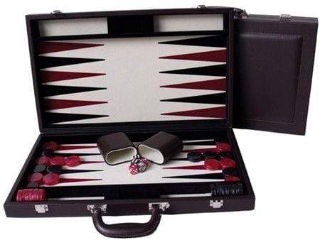 Backgammon - 15" Burgundy Leather (Dal Rossi)