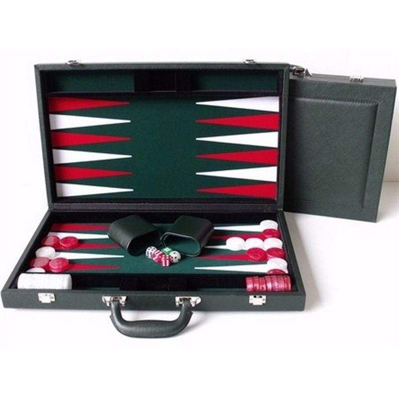 Dal Rossi Classic Games Backgammon - 15" Green Leather (Dal Rossi)