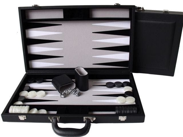 Dal Rossi Classic Games Backgammon - 18" Black Leather (Dal Rossi)