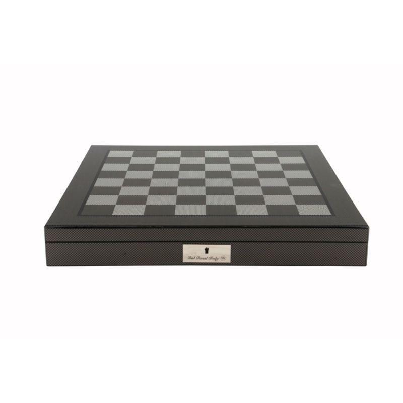 Dal Rossi Classic Games Chess Board - Box with Compartments 16â Carbon Fibre Finish (Dal Rossi)