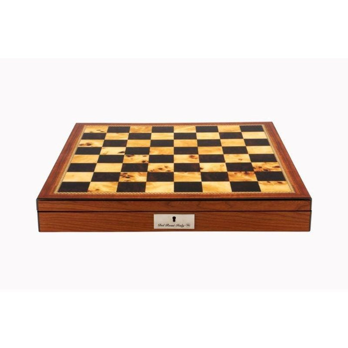 Chess Board - Box with Compartments 16” Walnut Finish (Dal Rossi)